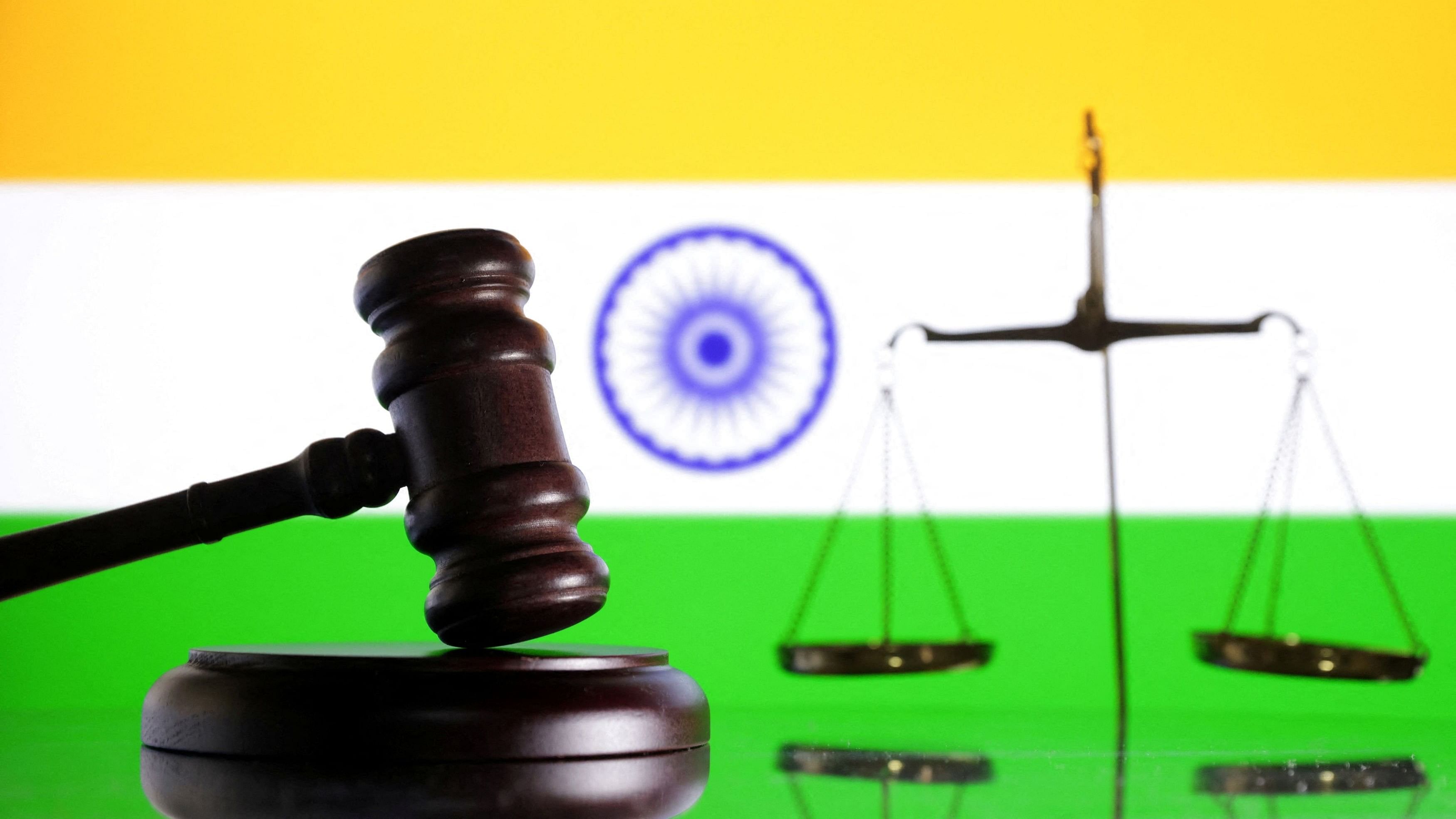 <div class="paragraphs"><p>The Indian flag, a judge gavel and a vintage scale are seen in this illustration </p></div>