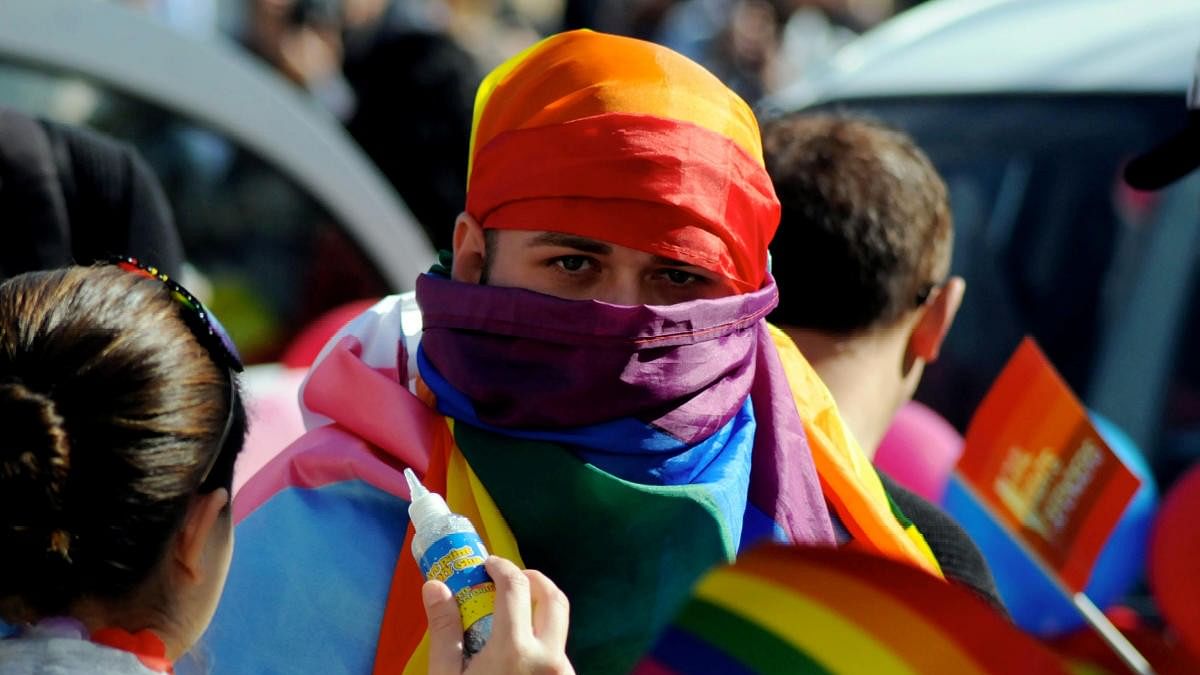 <div class="paragraphs"><p>A man takes part in the second lesbian, gay, bisexual and transgender (LGBT) Pride Parade.</p></div>