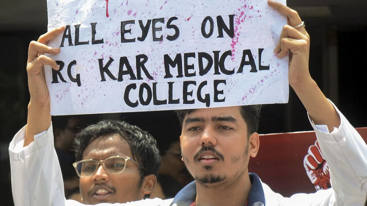 <div class="paragraphs"><p>Junior doctors of Rajendra Institute of Medcial Science (RIMS) protest against the alleged rape and murder of a Kolkata based trainee doctor. Image for prepresentation.&nbsp;</p></div>