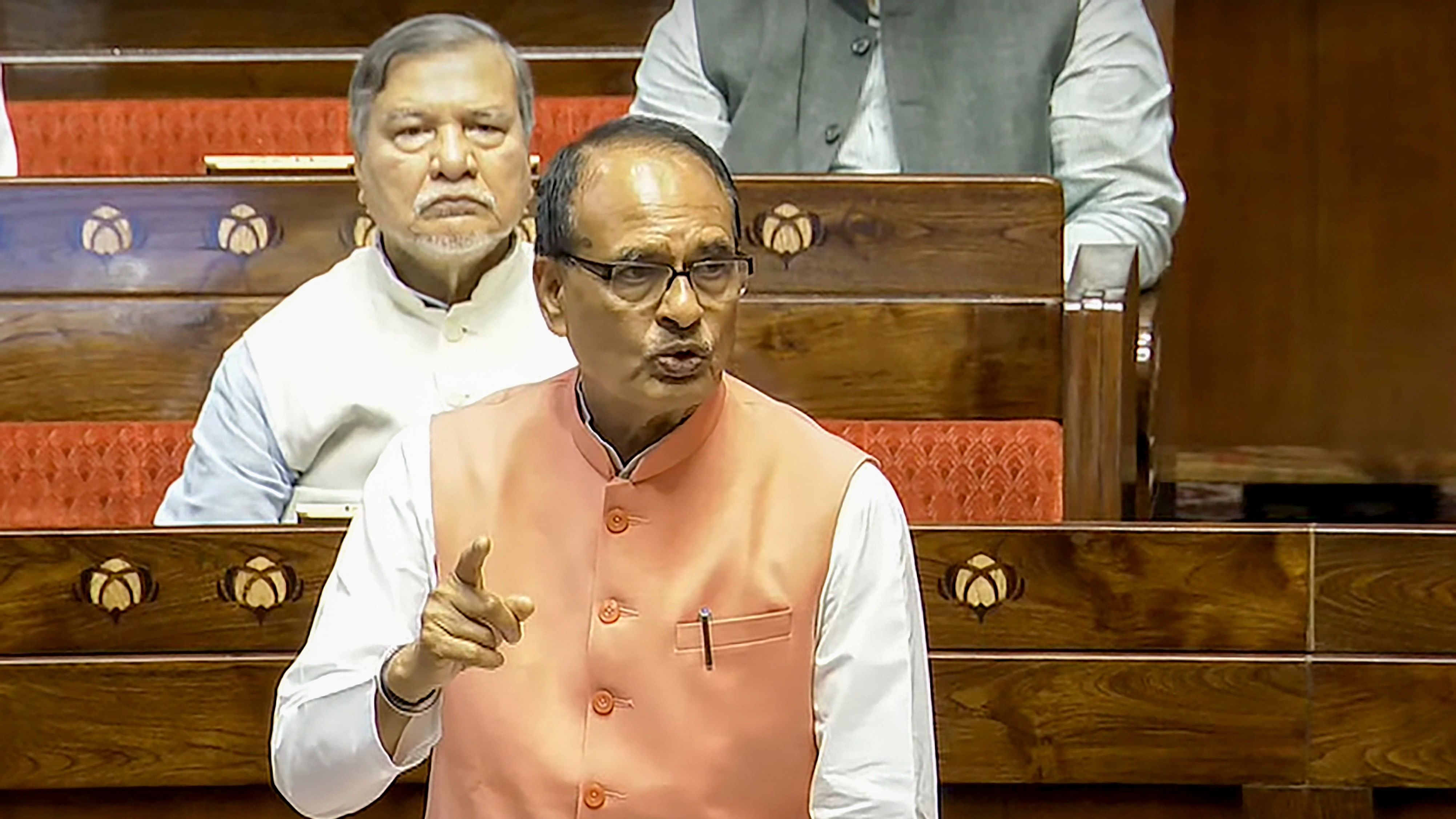 <div class="paragraphs"><p>Union Minister Shivraj Singh Chouhan speaks in the Rajya Sabha during Monsoon session of Parliament, in New Delhi, Friday, Aug. 9, 2024. </p></div>