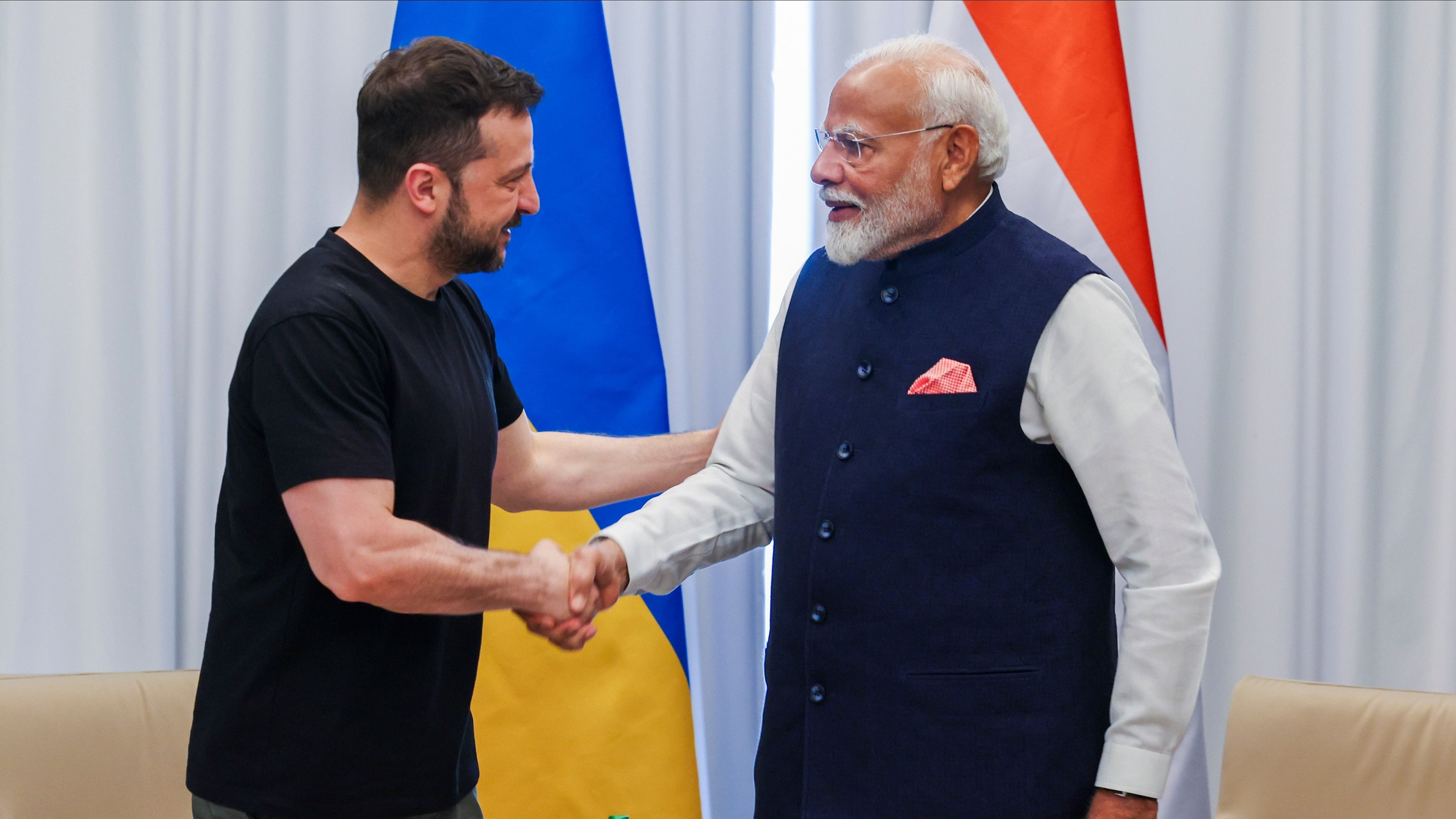 <div class="paragraphs"><p>Prime Minister Narendra Modi and President of Ukraine Volodymyr Zelenskyy.</p></div>