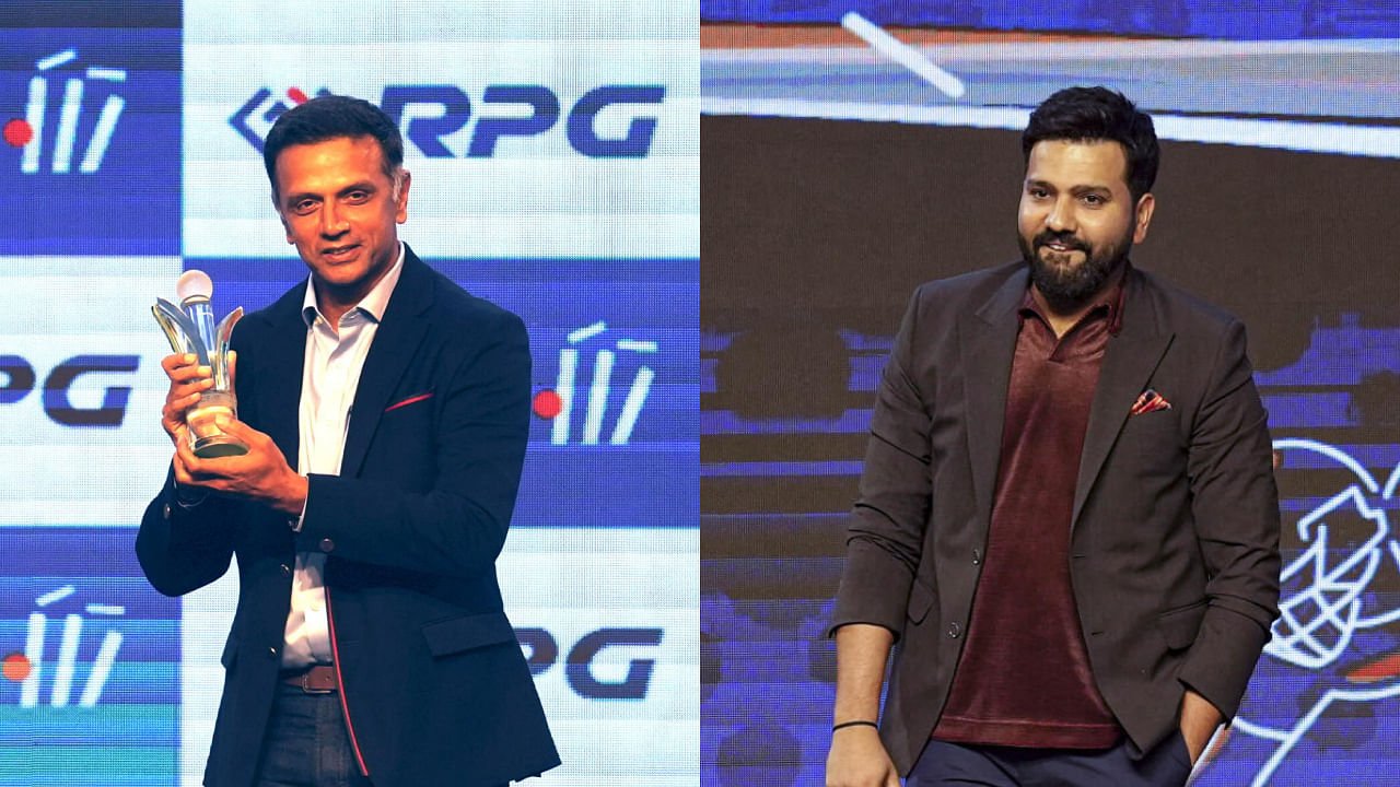 <div class="paragraphs"><p>Rahul Dravid and Rohit Sharma during the CEAT Awards.</p></div>