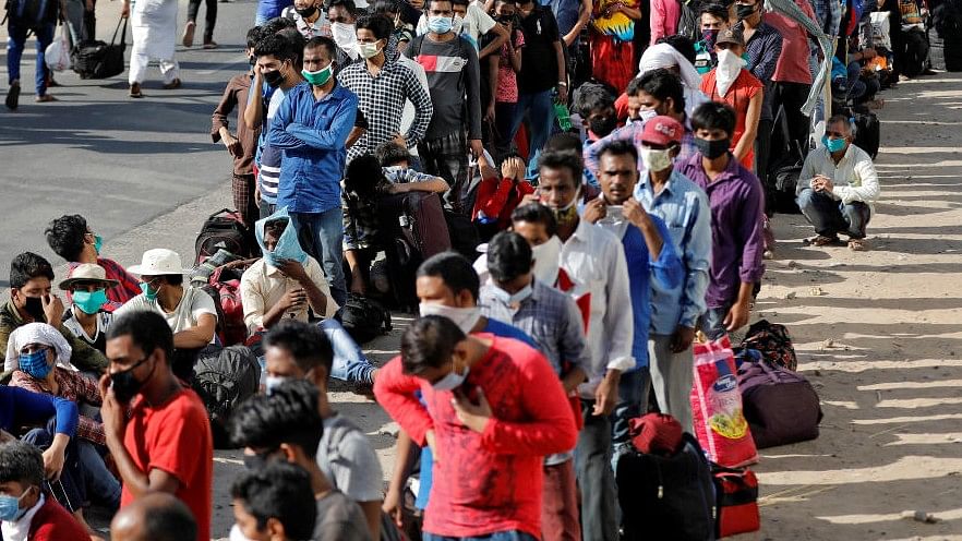 <div class="paragraphs"><p>File photo of migrant workers standing in long queues. (Representative image)</p></div>