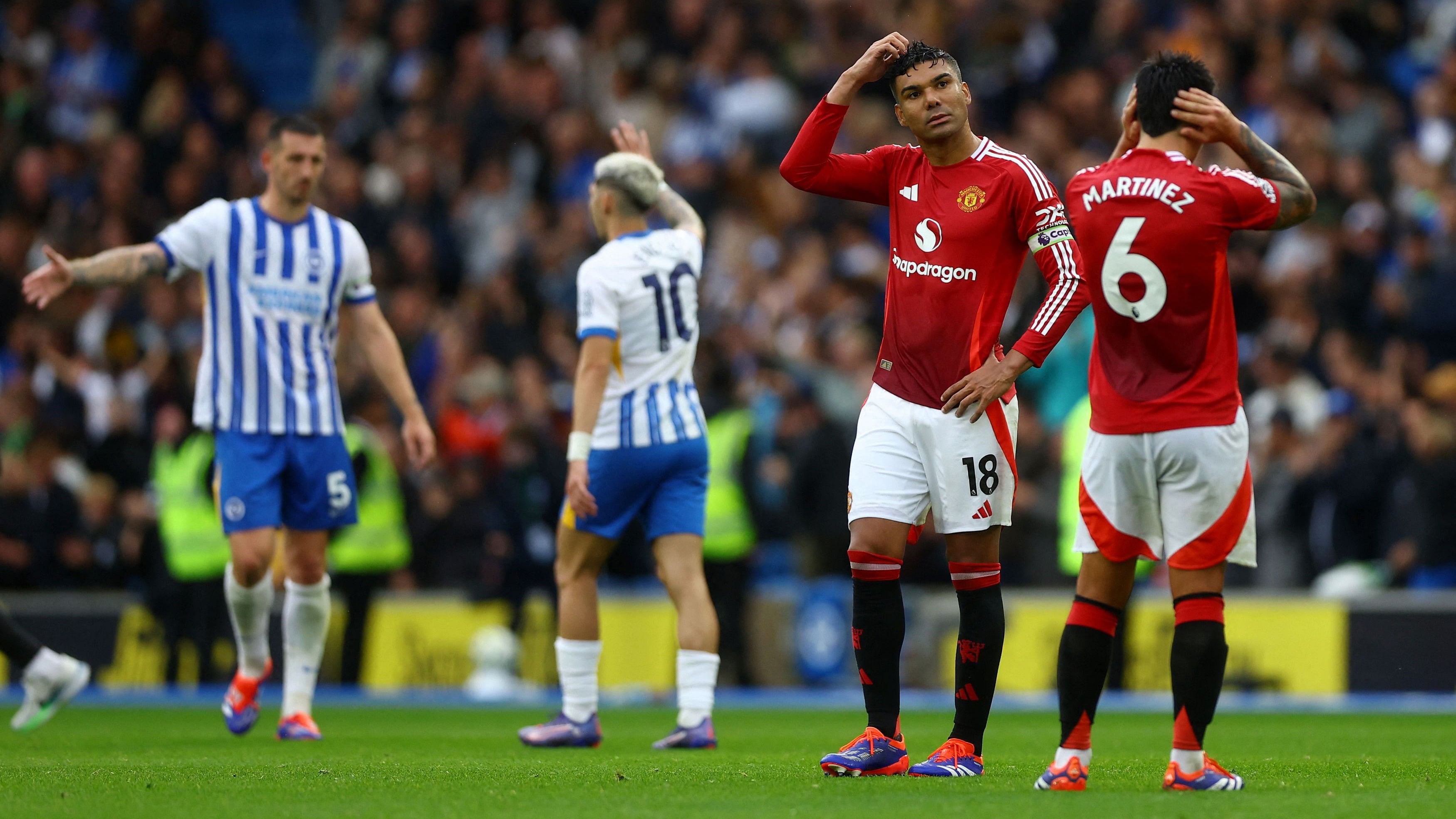 <div class="paragraphs"><p>Manchester United's Casemiro looks dejected after the match.</p></div>