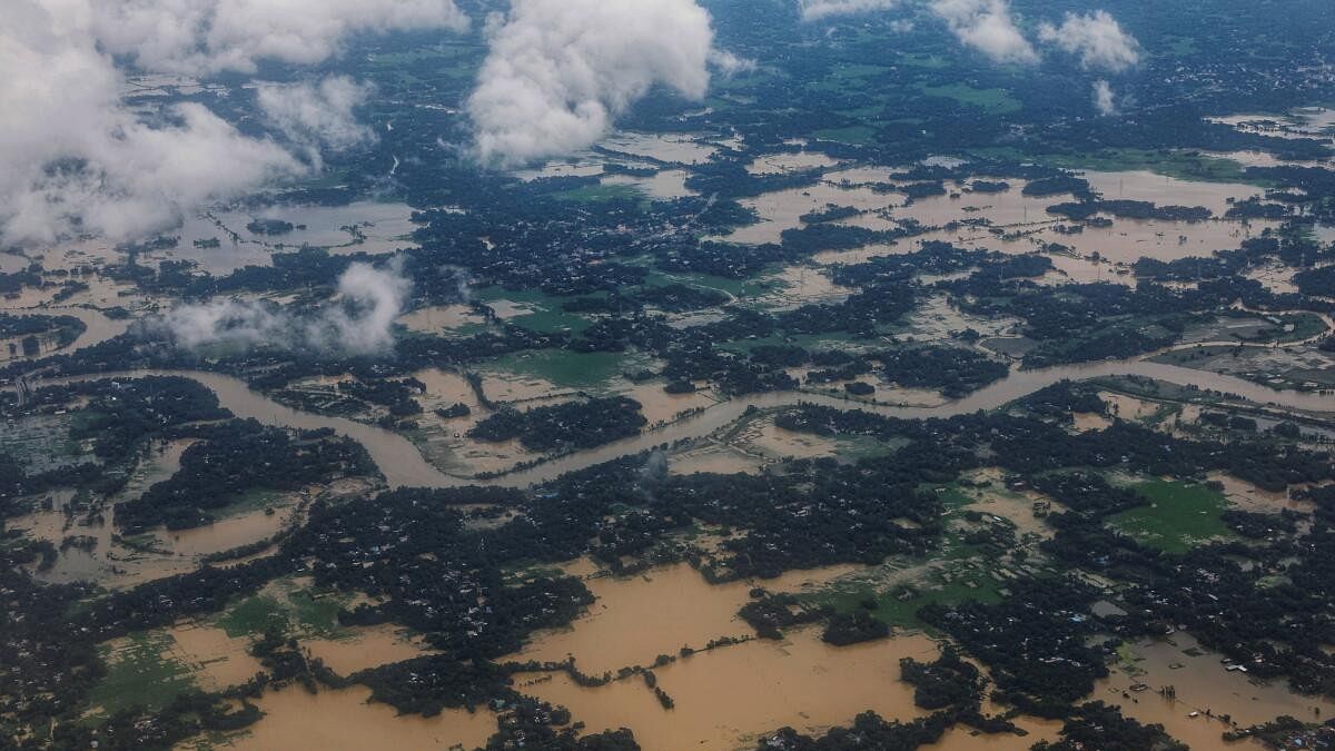 <div class="paragraphs"><p>An aerial view of a flood-affected area, in Feni, Bangladesh.</p></div>