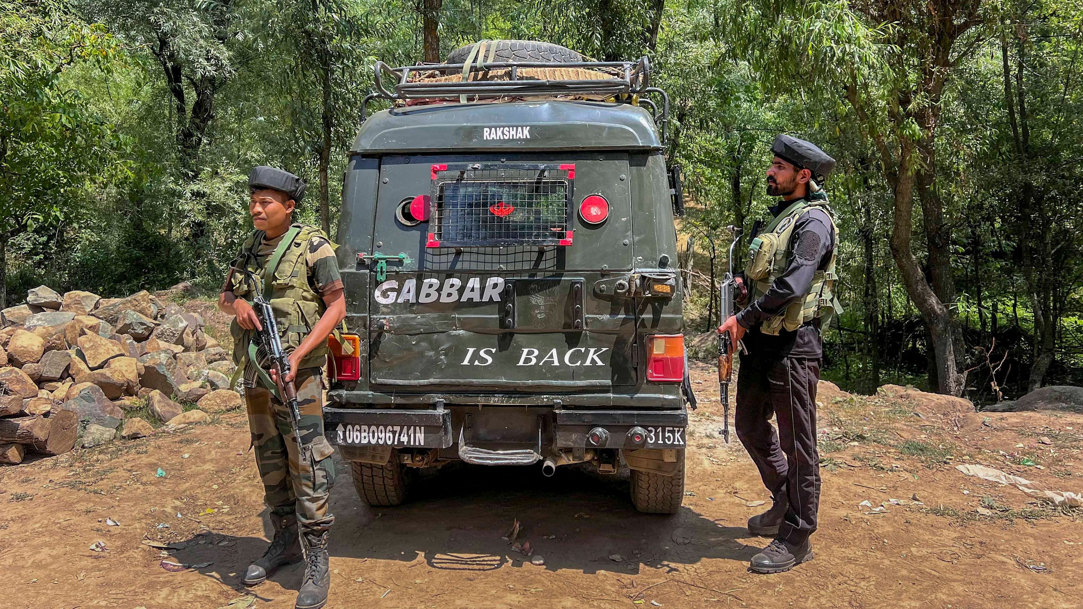 <div class="paragraphs"><p>Security personnel stand guard in Sopore. For representational purposes.</p></div>