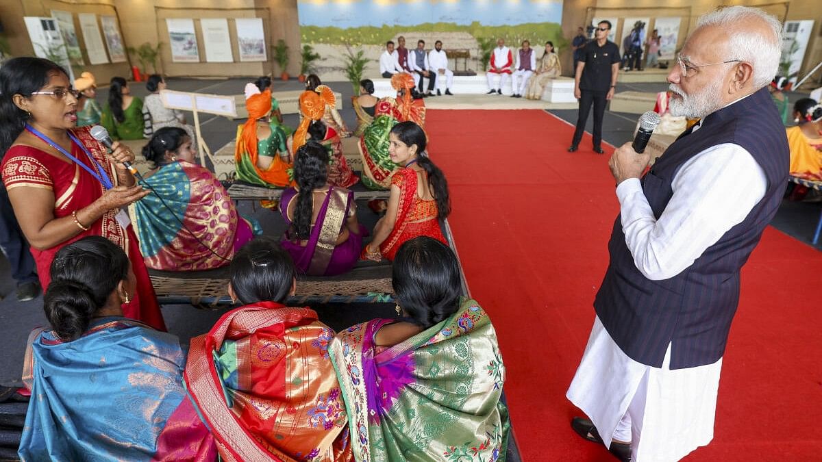 <div class="paragraphs"><p>Prime Minister Narendra Modi during an interaction with ‘Lakhpati Didis’, in Jalgaon.</p></div>