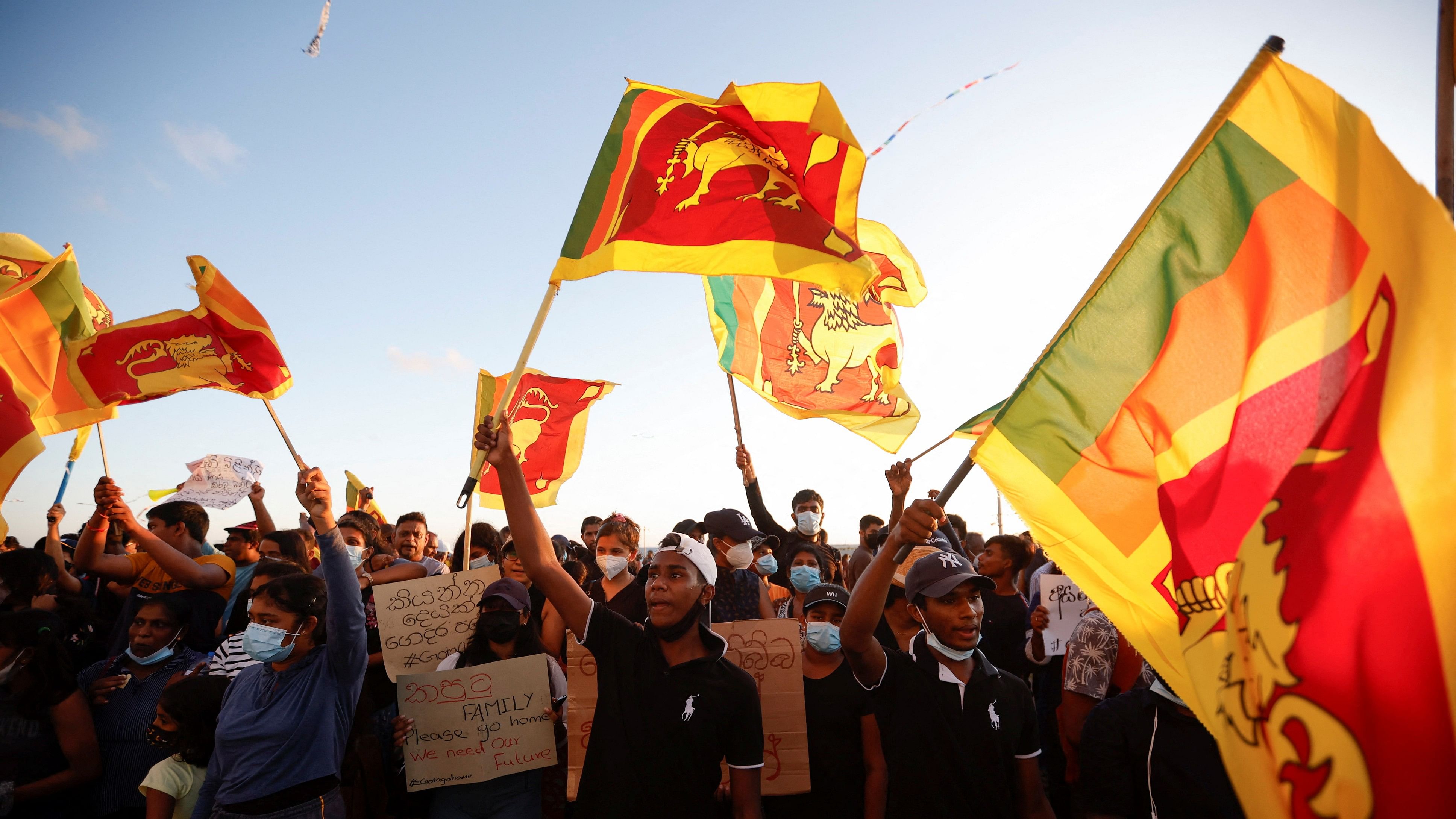 <div class="paragraphs"><p>Sri Lankan flags are seen during the protest against former&nbsp;President Gotabaya Rajapaksa, April, 2022.</p></div>