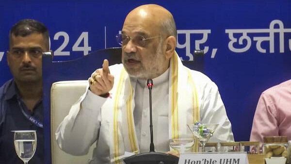 <div class="paragraphs"><p>Union Home Minister Amit Shah speaks during the inauguration of Narcotics Control Bureau's (NCB) zonal unit office, in Raipur.&nbsp;</p></div>