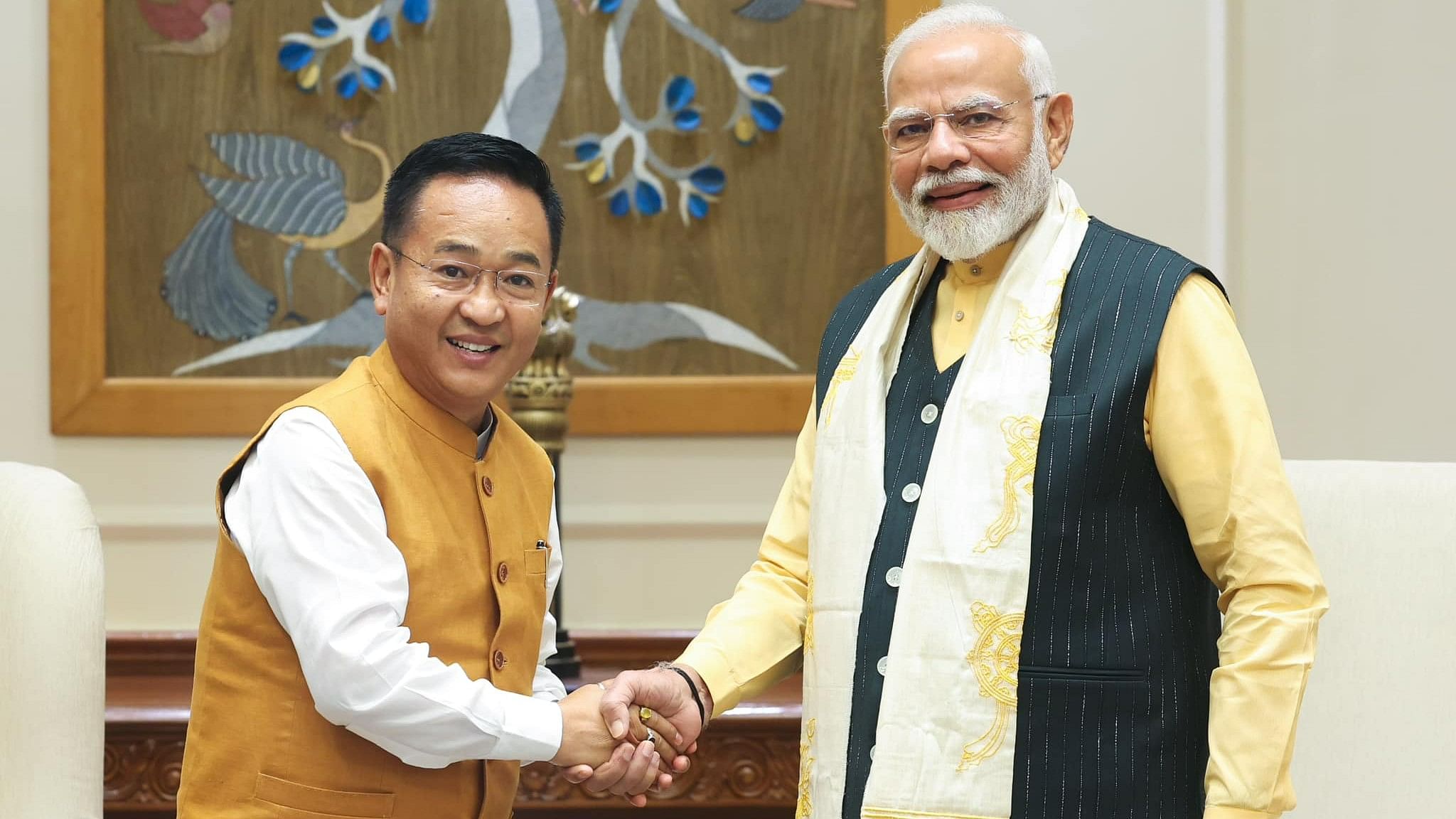 <div class="paragraphs"><p>Sikkim Chief Minister Prem Singh Tamang with PM Narendra Modi</p></div>