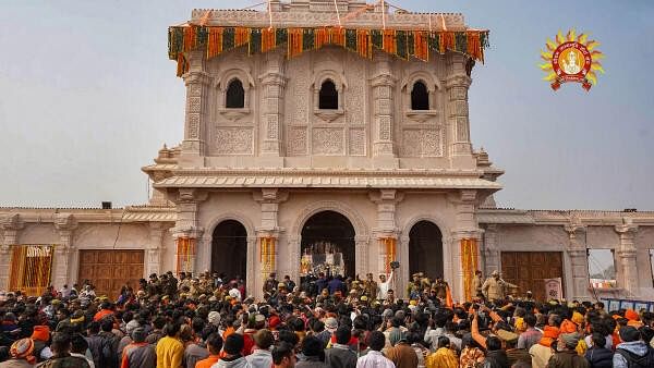 <div class="paragraphs"><p>Devotees wait to take 'darshan' of Ram Lalla a day after the 'Pran Pratishtha' ceremony at the Ram Mandir, in Ayodhya</p></div>