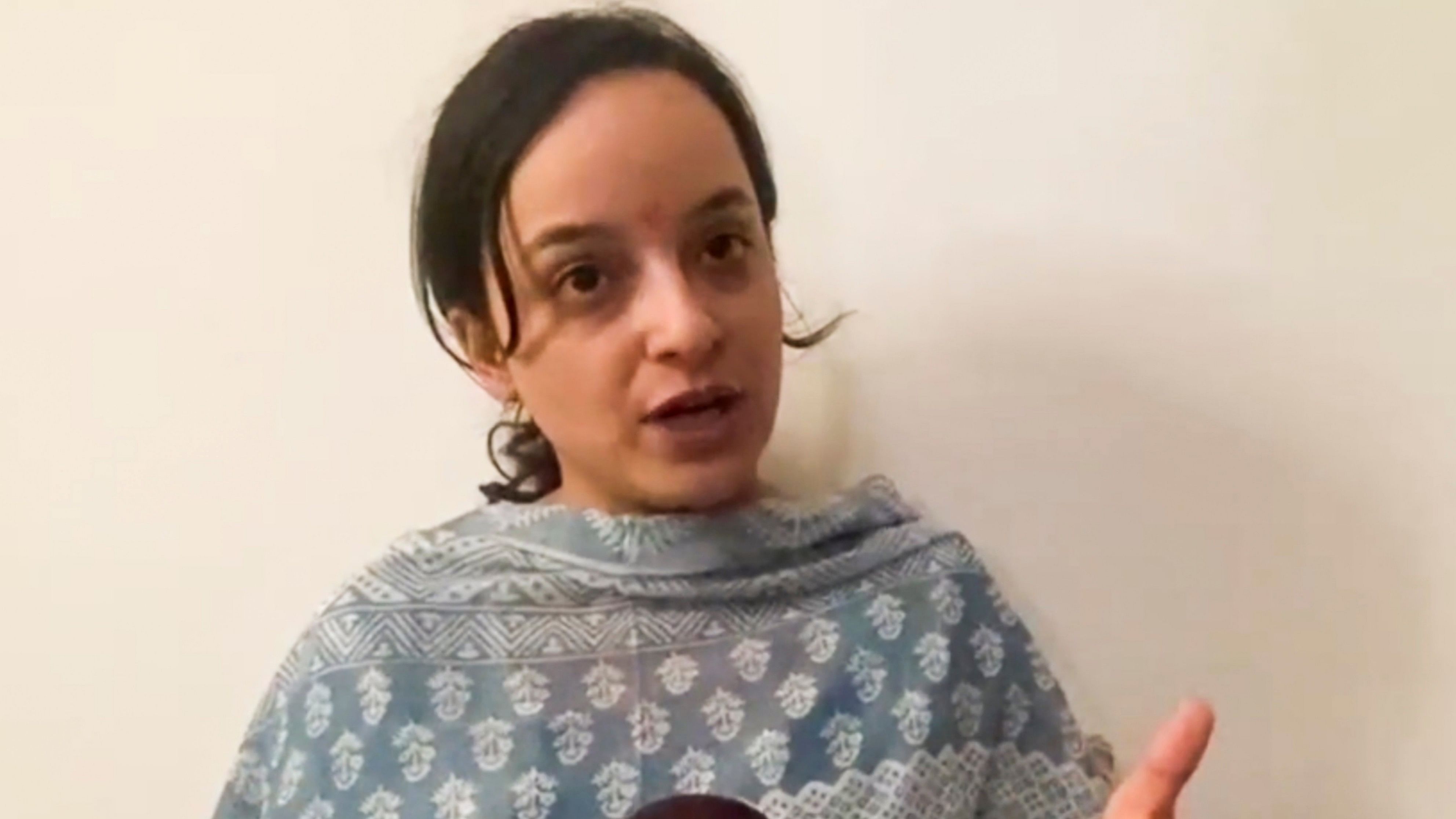 <div class="paragraphs"><p>Shagun Parihar, BJP candidate from Kishtwar for J&amp;K Assembly elections, speaks to the media, Monday, Aug. 26, 2024. </p></div>