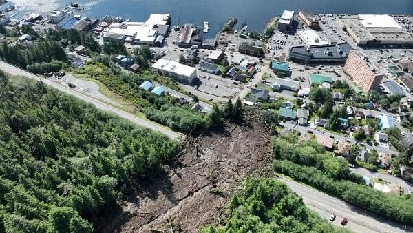 <div class="paragraphs"><p>A landslide remains after a large, rain-drenched slope gave way, killing one person, injuring three others and leaving dozens of homes damaged, under evacuation orders and without power, in a drone photograph in Ketchikan, Alaska, US.</p></div>