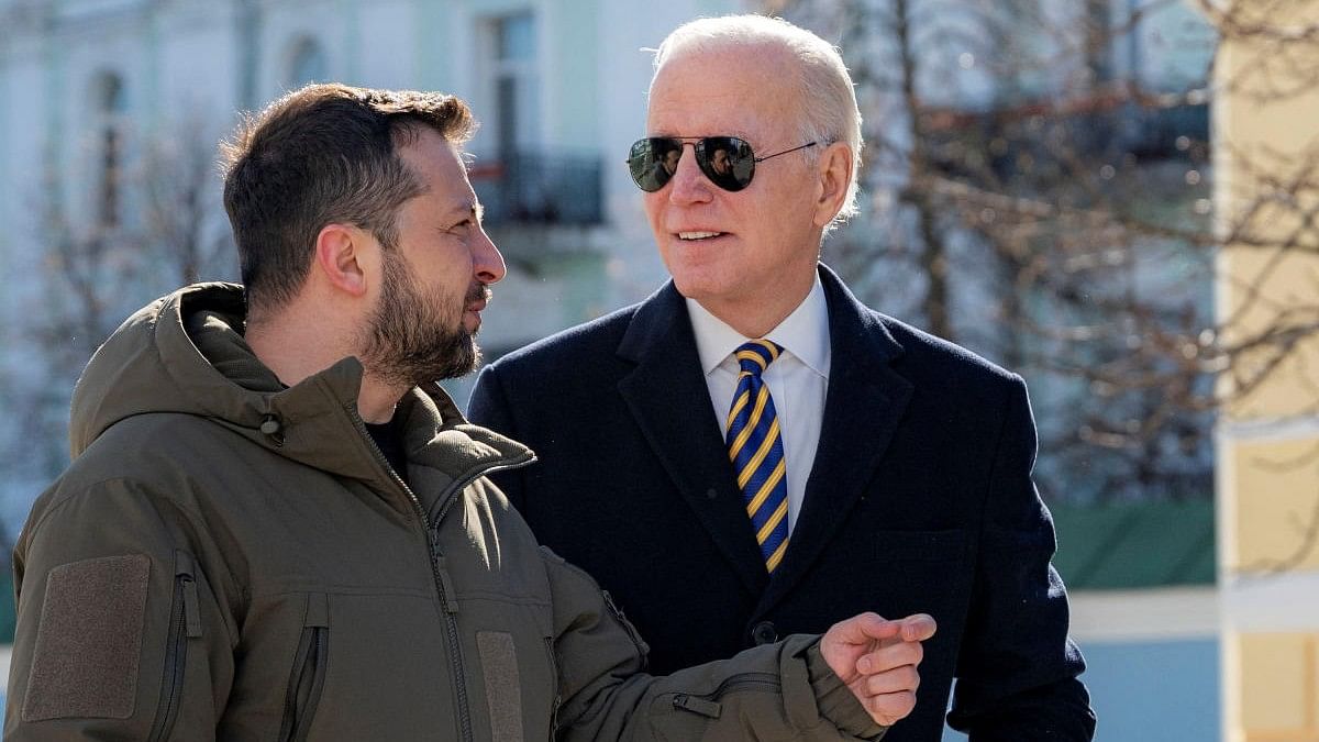 <div class="paragraphs"><p>Ukrainian President Volodymyr Zelenskyy with his US counterpart Joe Biden.&nbsp;</p></div>