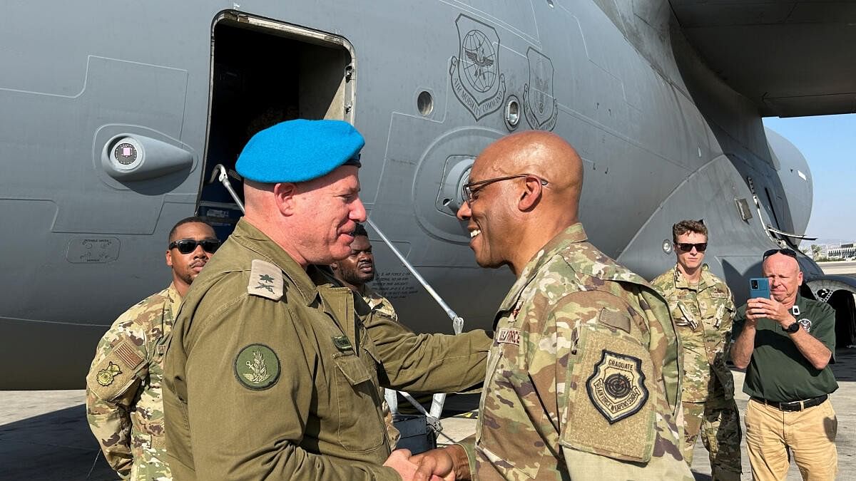 <div class="paragraphs"><p>US Air Force General Charles Q. Brown Jr is greeted by an Israeli military official, at Ben Gurion International Airport outside Tel Aviv.</p></div>