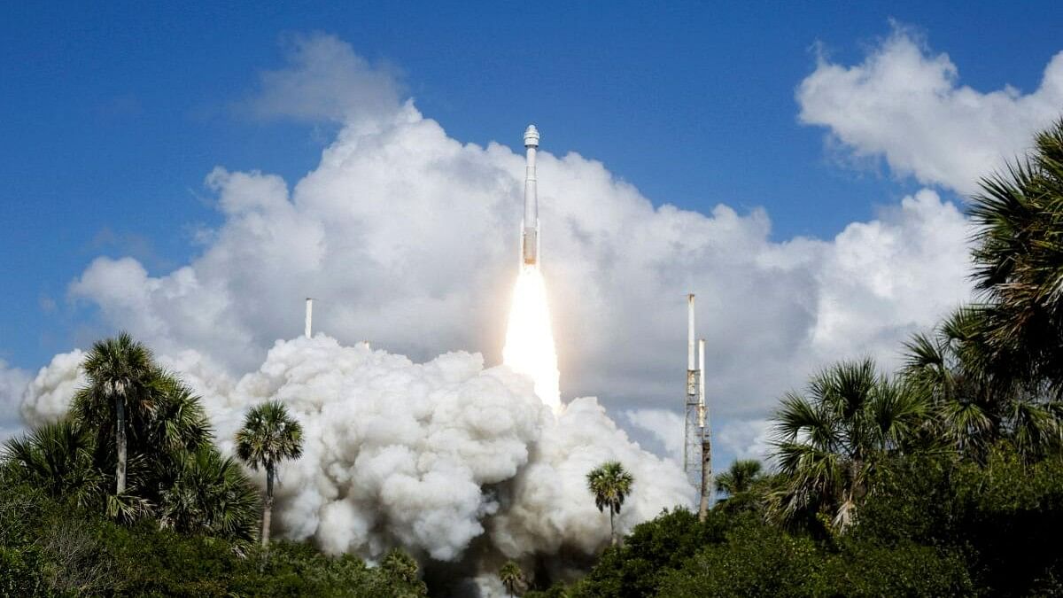 <div class="paragraphs"><p>A United Launch Alliance Atlas V rocket carrying two astronauts aboard Boeing's Starliner-1 Crew Flight Test (CFT), is launched on a mission to the International Space Station, in Cape Canaveral, Florida, US, June 5, 2024.</p></div>