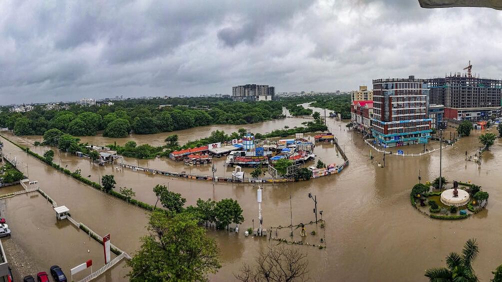 <div class="paragraphs"><p>A flooded area after heavy monsoon rainfall, in Vadodara, Tuesday, Aug. 27, 2024.</p></div>