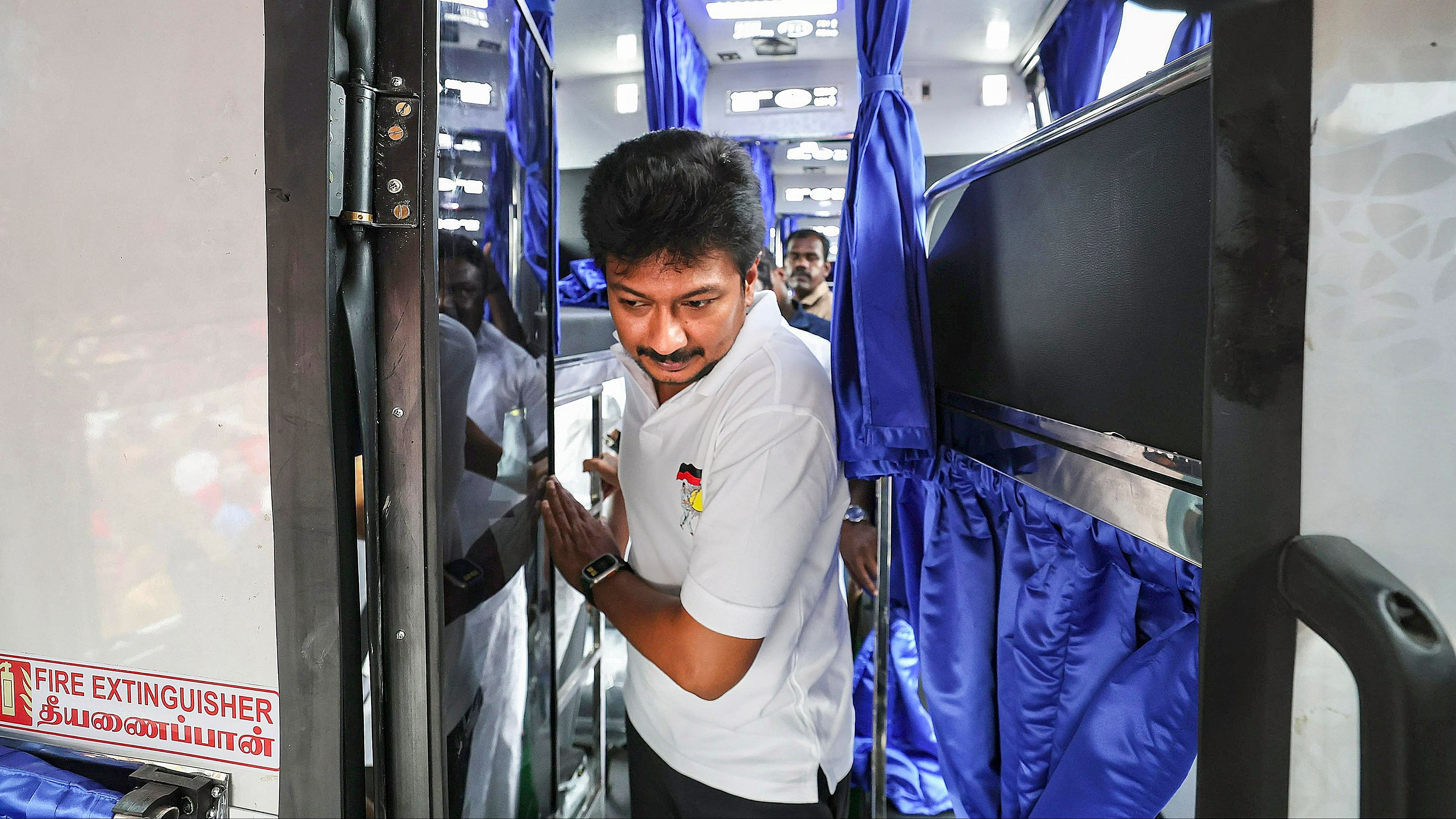 <div class="paragraphs"><p> Tamil Nadu Youth Welfare and Sports Development Minister Udhayanidhi Stalin during the inauguration of the 150 state-of-the-art luxury buses with seat and sleeper, in Chennai.    </p></div>