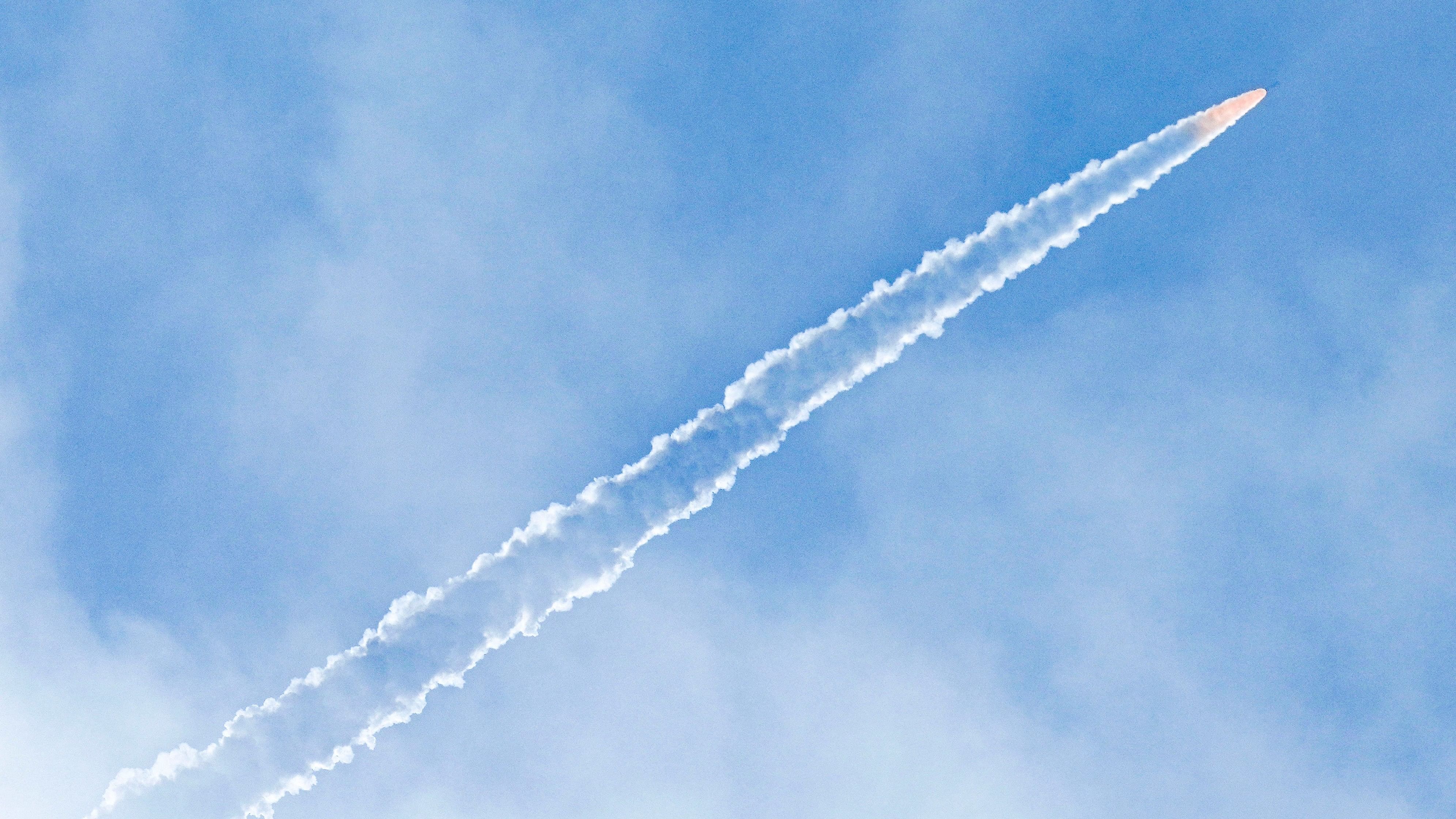 <div class="paragraphs"><p>ISRO's Small Satellite Launch Vehicle-03 (SSLV-D3) carrying Earth Observation Satellite (EOS-08) leaves a trail of smoke after it lifted off from the Satish Dhawan Space Centre, in Sriharikota, Andra Pradesh, Friday, Aug 16, 2024.   </p></div>