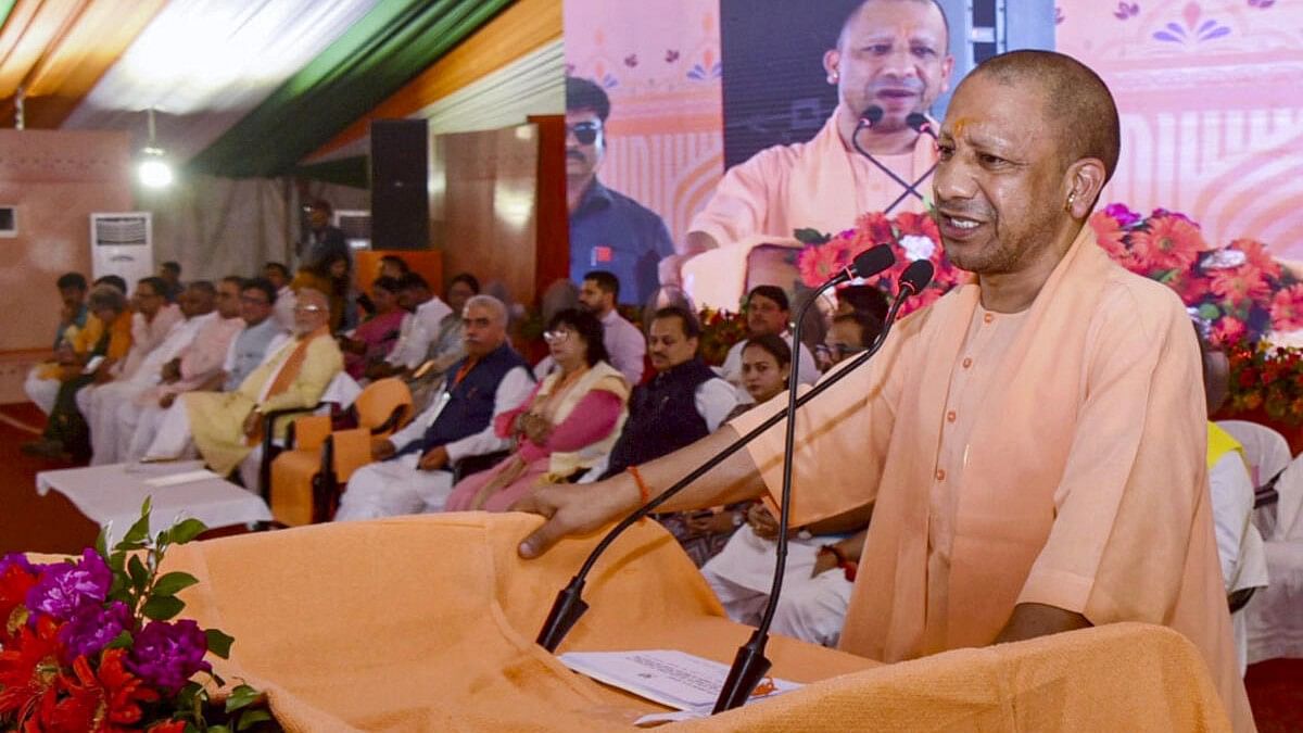 <div class="paragraphs"><p>Yogi Adityanath speaks during foundation stone laying function of various development projects in Kanpur.</p></div>