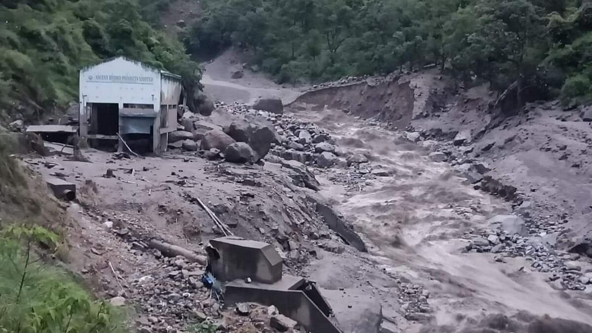 <div class="paragraphs"><p>A scene after cloud burst at Shamej in Rampur, in Shimla district, Thursday, Aug. 1, 2024.</p></div>