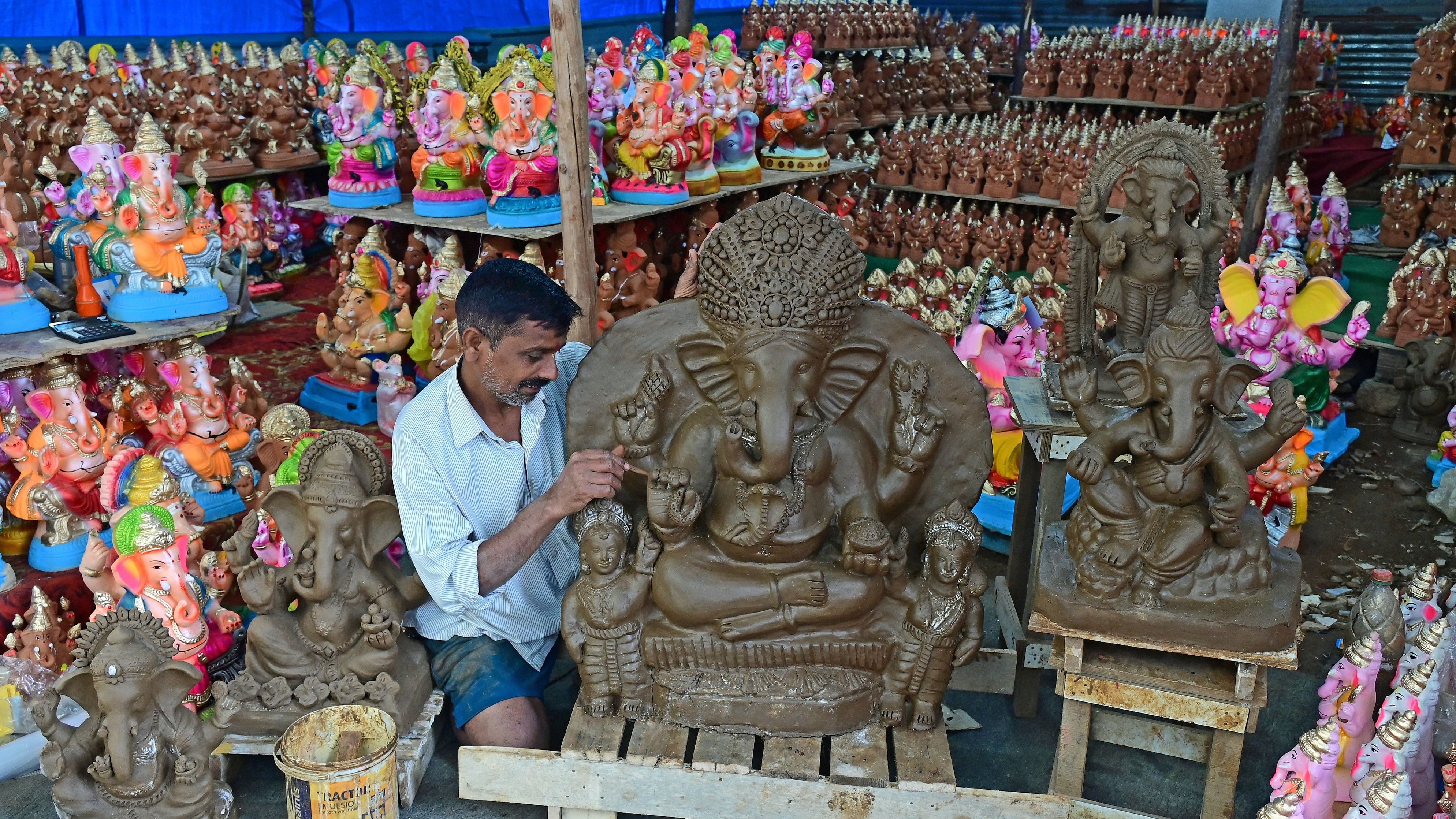 <div class="paragraphs"><p>Idols being readied ahead of Ganesh Chaturthi, which will be celebrated on September 7.&nbsp;</p></div>