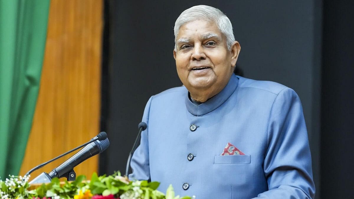 <div class="paragraphs"><p>Jagdeep Dhankhar addresses a session on 'Role of Women in Viksit Bharat' at Bharati College of University of Delhi.&nbsp;</p></div>