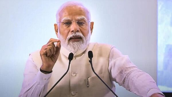 <div class="paragraphs"><p>Prime Minister Narendra Modi addresses a gathering during the inauguration of the National Conference of District Judiciary, in New Delhi, Saturday.&nbsp;</p></div>