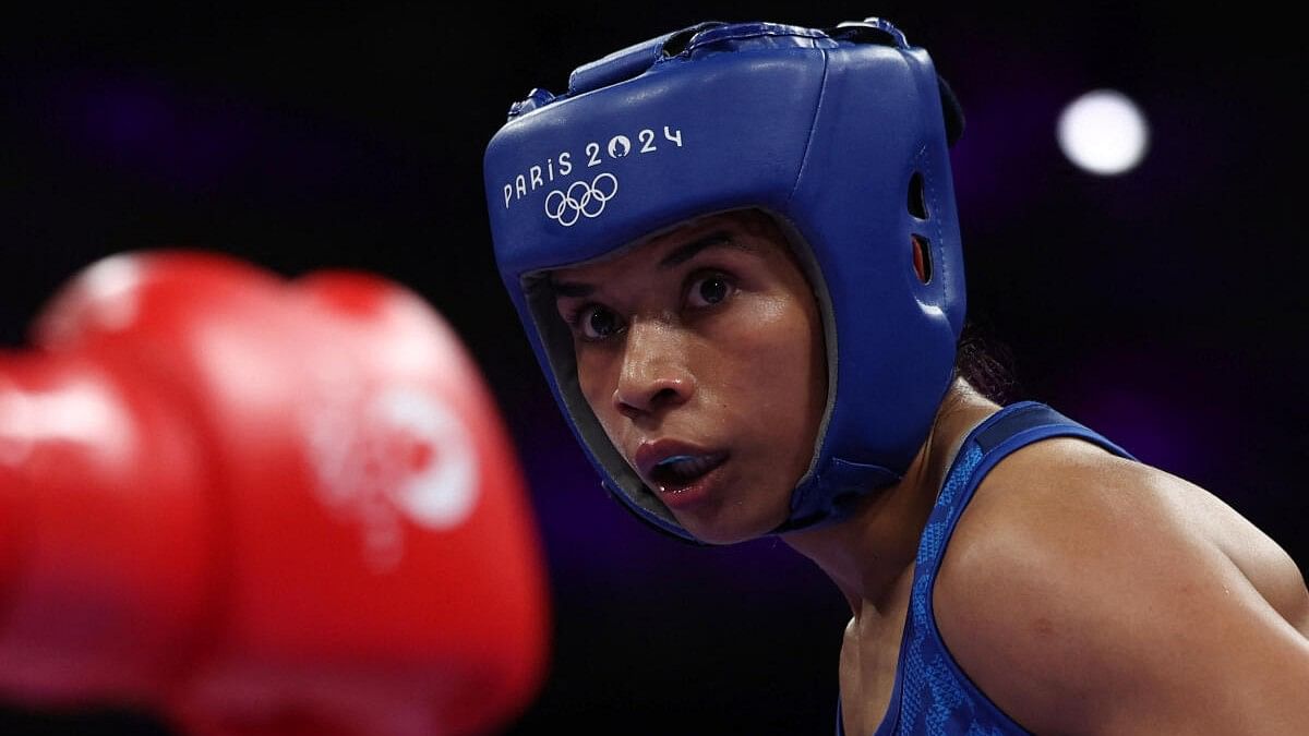 <div class="paragraphs"><p>Zareen Nikhat of India is seen during her fight against Yu Wu of China.</p></div>