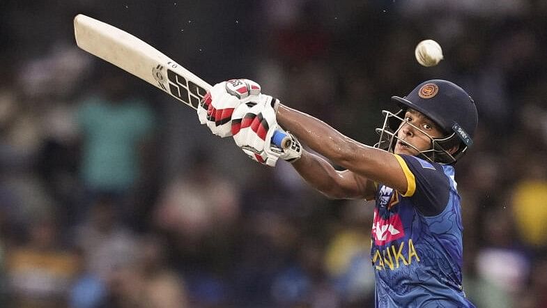 <div class="paragraphs"><p>Sri Lanka’s Dunith Wellalage plays a shot during the first ODI cricket match of the series between India and Sri Lanka, at R Premadasa International Stadium, in Colombo, Friday, Aug. 2, 2024. </p></div>