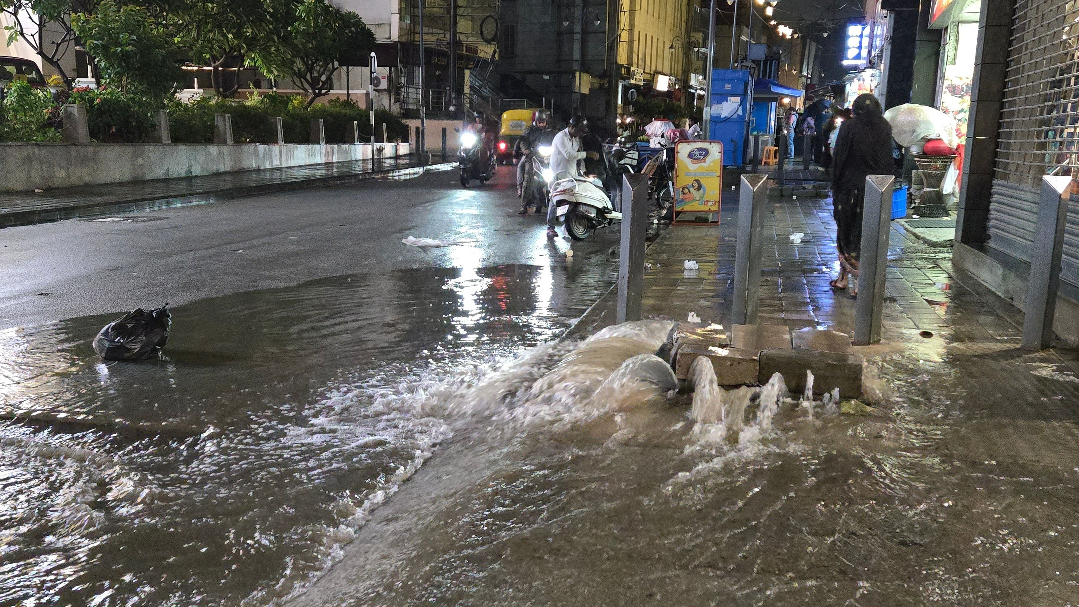 <div class="paragraphs"><p>A manhole overflows on Kamaraj Road. </p></div>