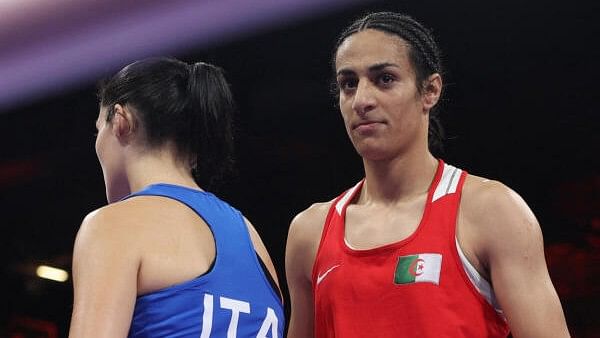 <div class="paragraphs"><p>Imane Khelif of Algeria and Angela Carini of Italy react after their fight.</p></div>