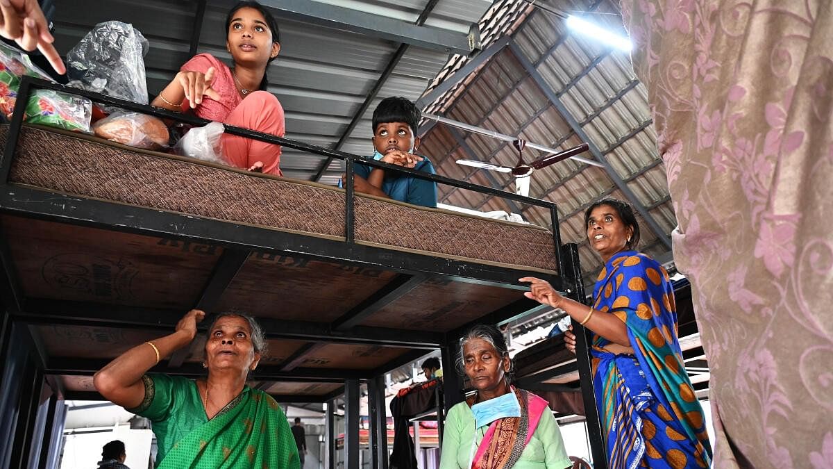 <div class="paragraphs"><p>A family from Champra share their harrowing experience of the landslide, at a relief camp set up on top of a hotel in Meppadi for landslide affected victims in Wayanad on Friday, August 02, 2024. </p></div>