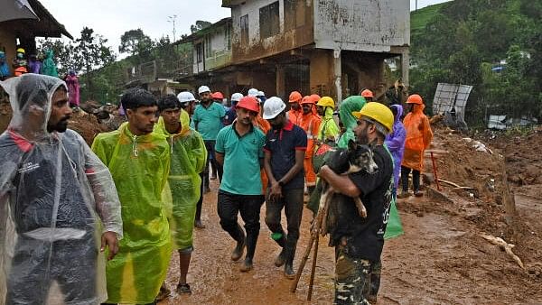 <div class="paragraphs"><p>Emergency response personnel and volunteers at Chooralmala where the devastating landslide hit in Wayanad.&nbsp;</p></div>