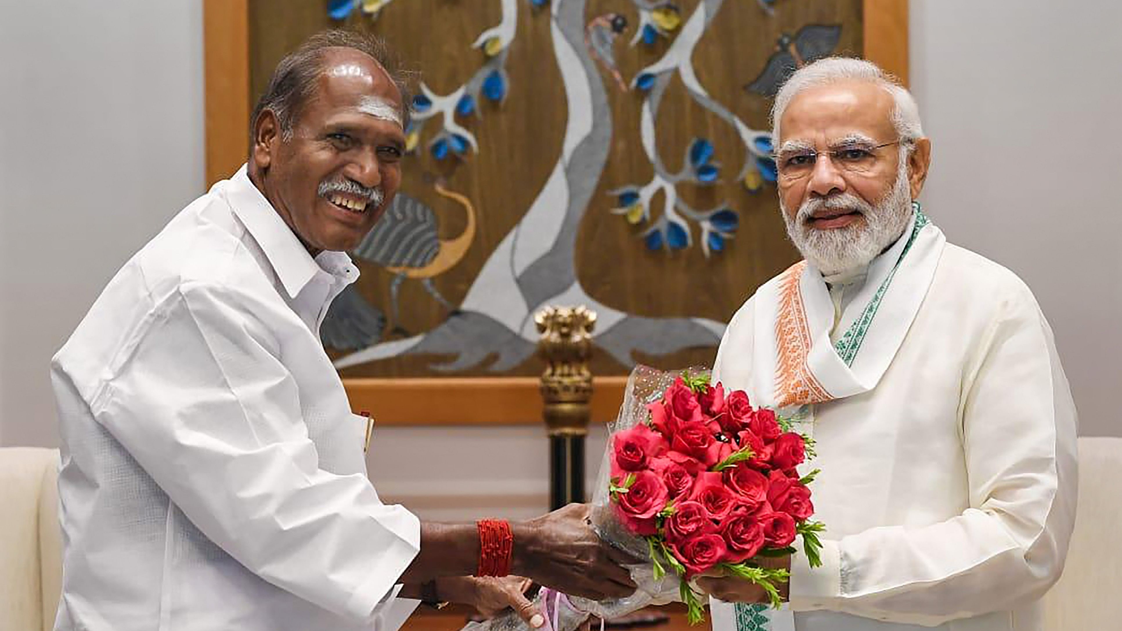 <div class="paragraphs"><p>Puducherry CM&nbsp;N Rangasamy with PM Modi.</p></div>