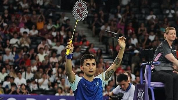 <div class="paragraphs"><p> Lakshya Sen of India reacts after winning the match against Tien Chen Chou of Taiwan.</p></div>