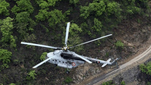 <div class="paragraphs"><p>An IAF helicopter, part of a rescue operation, flies over the Gauchar area after heavy rains in the Himalayan state of Uttarakhand.</p></div>