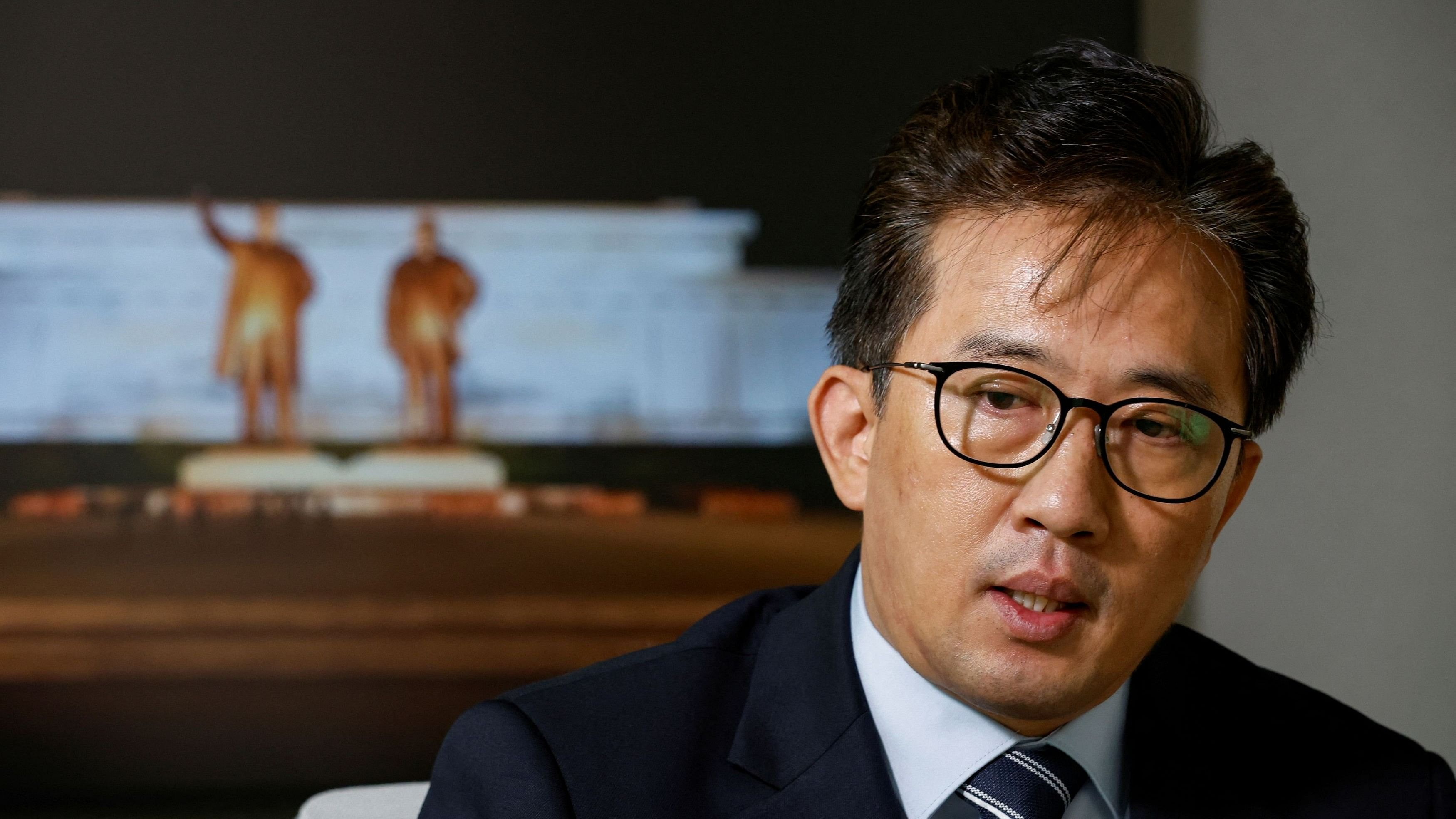 <div class="paragraphs"><p>Ri Il Gyu, a former senior North Korean diplomat based in Cuba who has recently defected to South Korea, speaks during an interview at the Reuters bureau in Seoul, South Korea, July 31, 2024. </p></div>