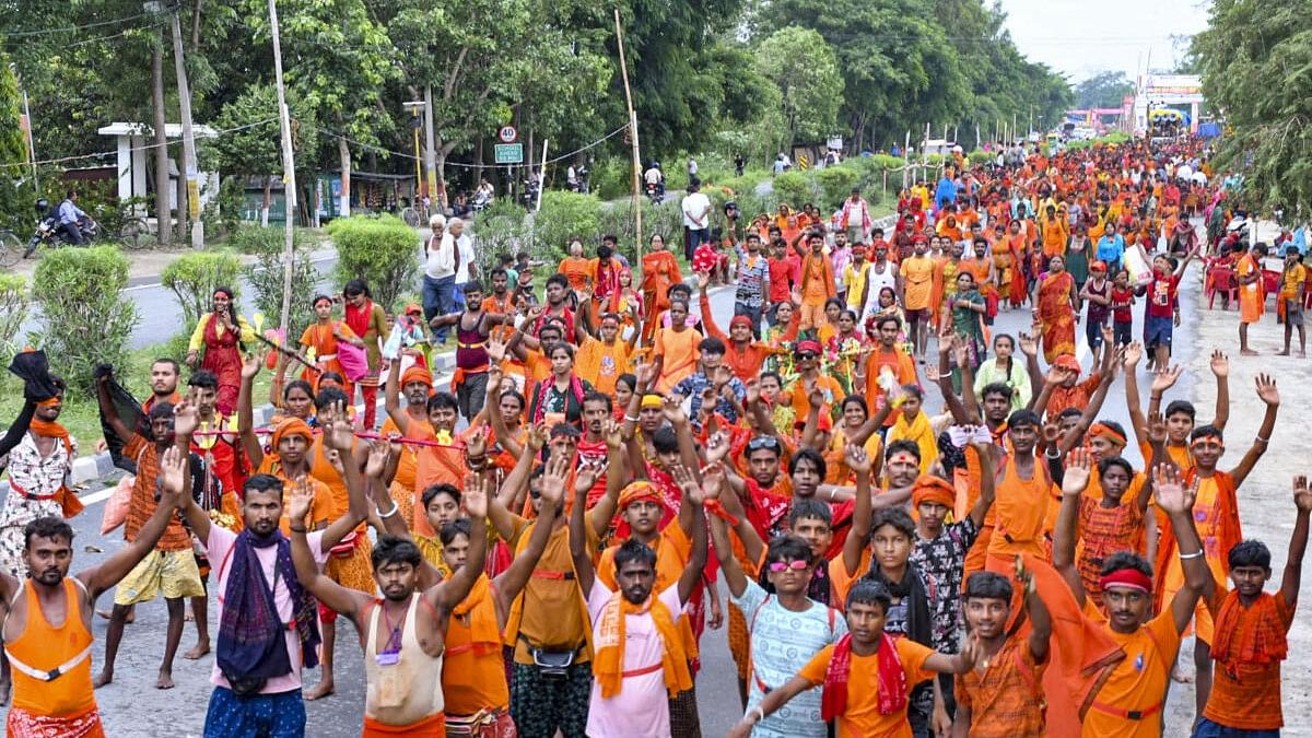 <div class="paragraphs"><p>‘Kanwariyas’ (Lord Shiva devotees) during the Kanwar Yatra.</p></div>