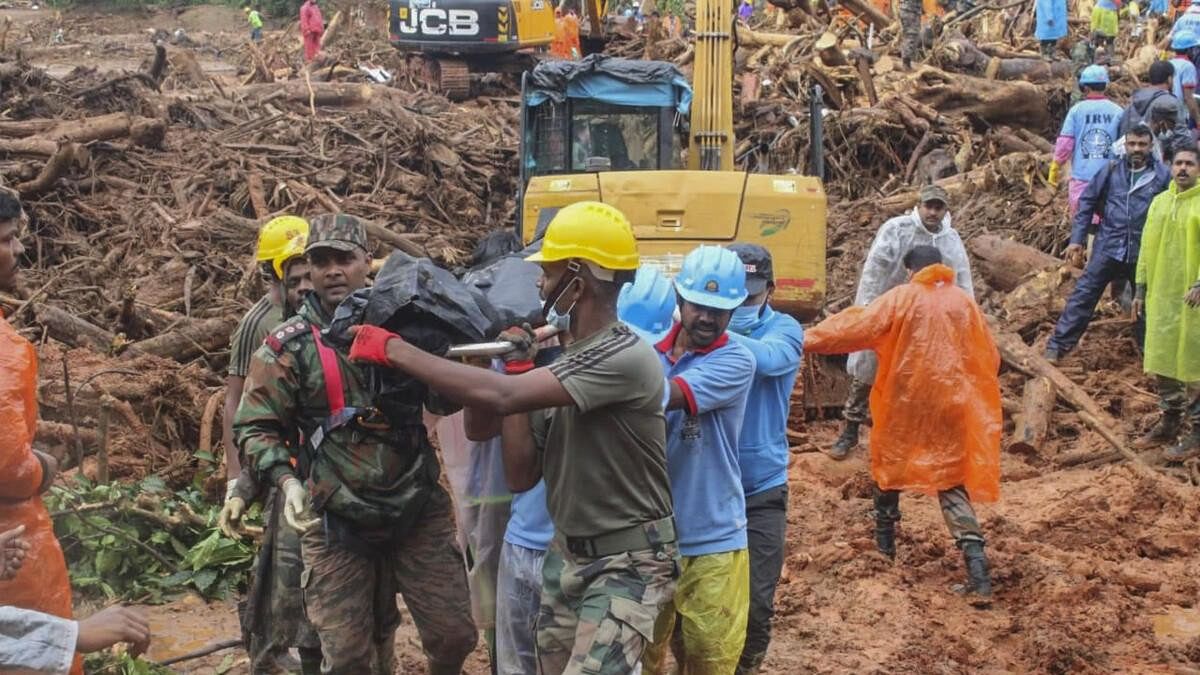 <div class="paragraphs"><p>Rescue operation underways after landslides triggered by rain, in Wayanad district.</p></div>