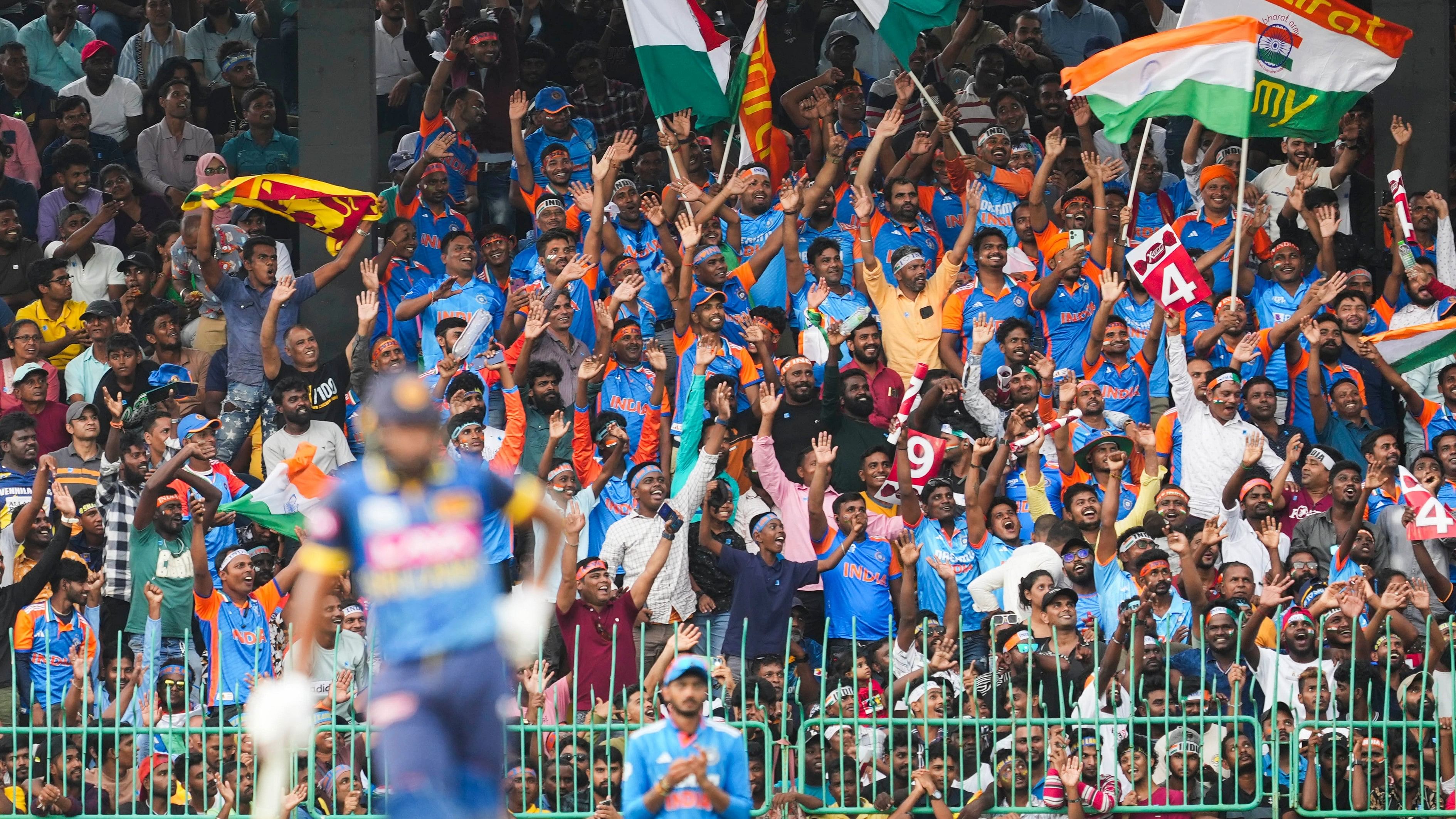 <div class="paragraphs"><p>Colombo: Fans cheer during the second ODI cricket match of the series between India and Sri Lanka, at R Premadasa International Stadium, in Colombo, Sunday, Aug. 4, 2024. </p></div>