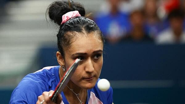 <div class="paragraphs"><p>Paris 2024 Olympics - Table Tennis - Women's Team Round of 16 - South Paris Arena 4, Paris, France - August 05, 2024. Manika Batra  in action during her round of 16 team match against Bernadette Szocs of Romania. </p></div>