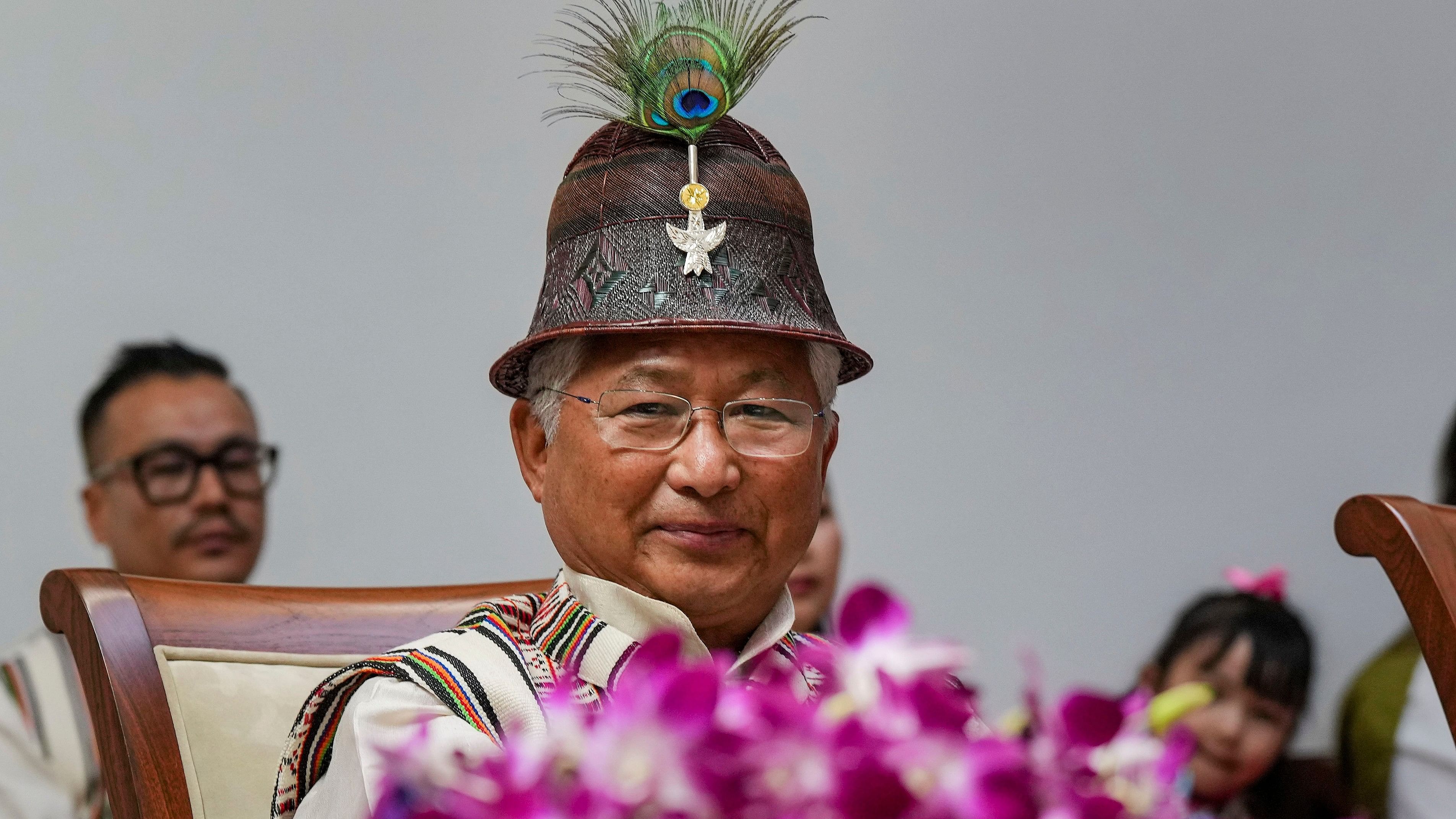 <div class="paragraphs"><p>Dorjee Tshering Lepcha during the oath taking ceremony as Rajya Sabha MP, at Parliament House in New Delhi.</p></div>