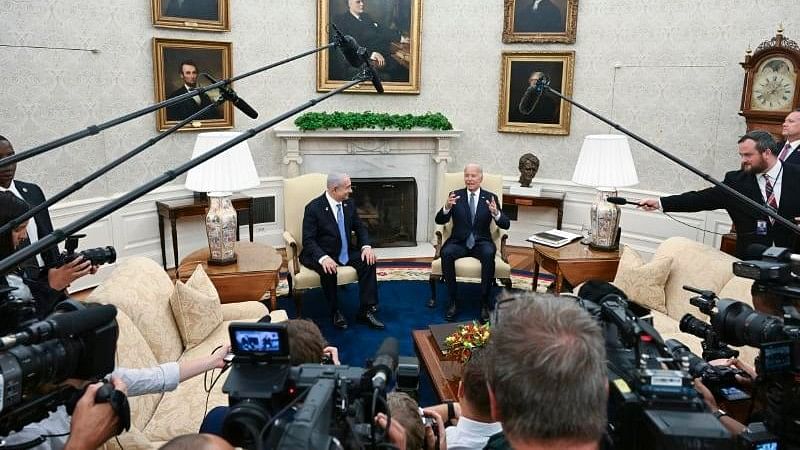 <div class="paragraphs"><p>Israeli Prime Minister Benjamin Netanyahu (L) and US President Joe Biden (R), when the two leaders met at the White House.</p></div>