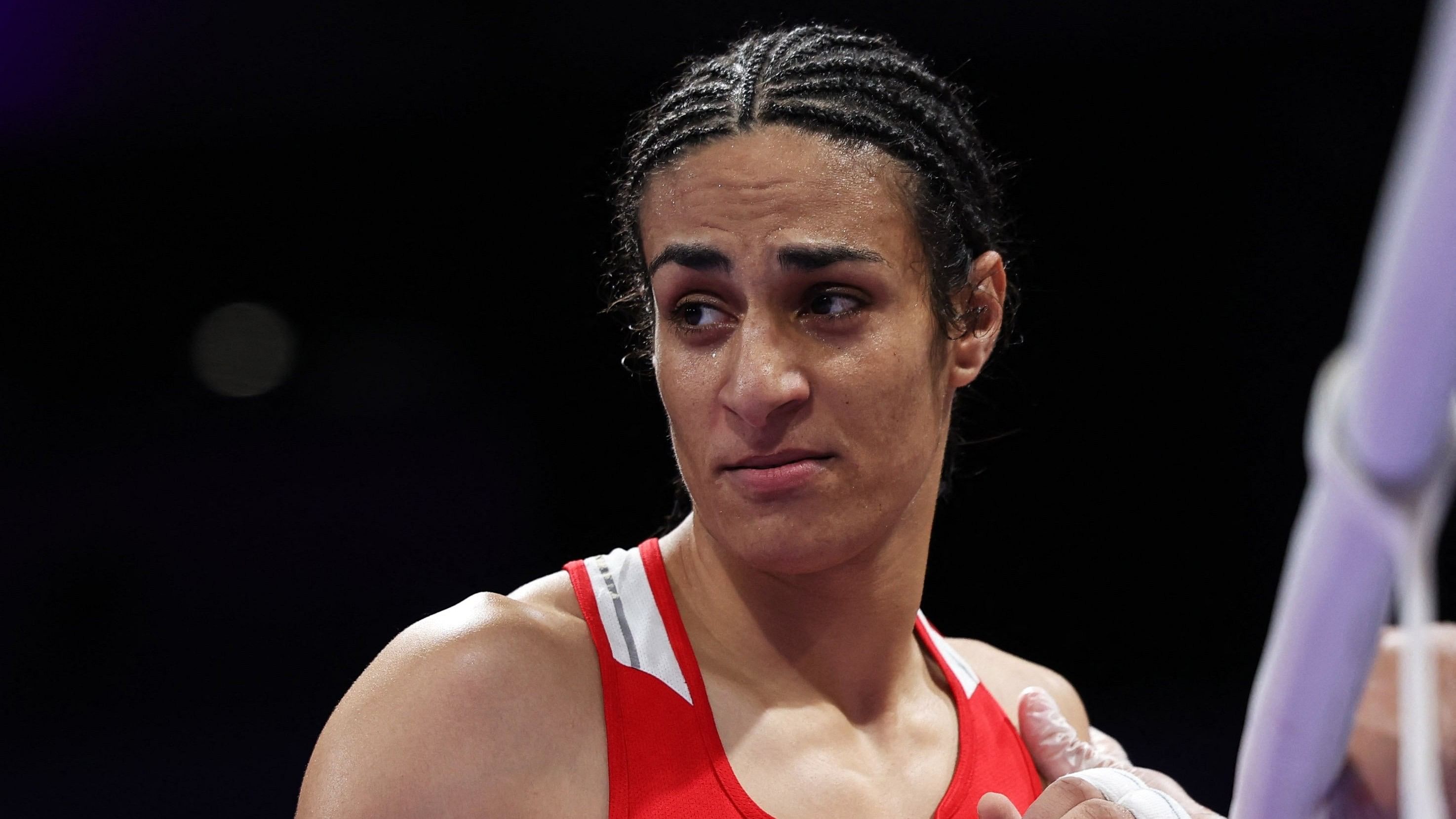 <div class="paragraphs"><p>Imane Khelif of Algeria is seen after her fight against Angela Carini of Italy.</p></div>