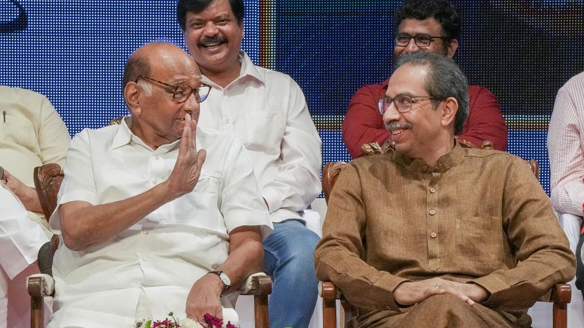 <div class="paragraphs"><p>NCP(SP) leader Sharad Pawar and Shiv Sena (UBT) leader Uddhav Thackeray</p></div>