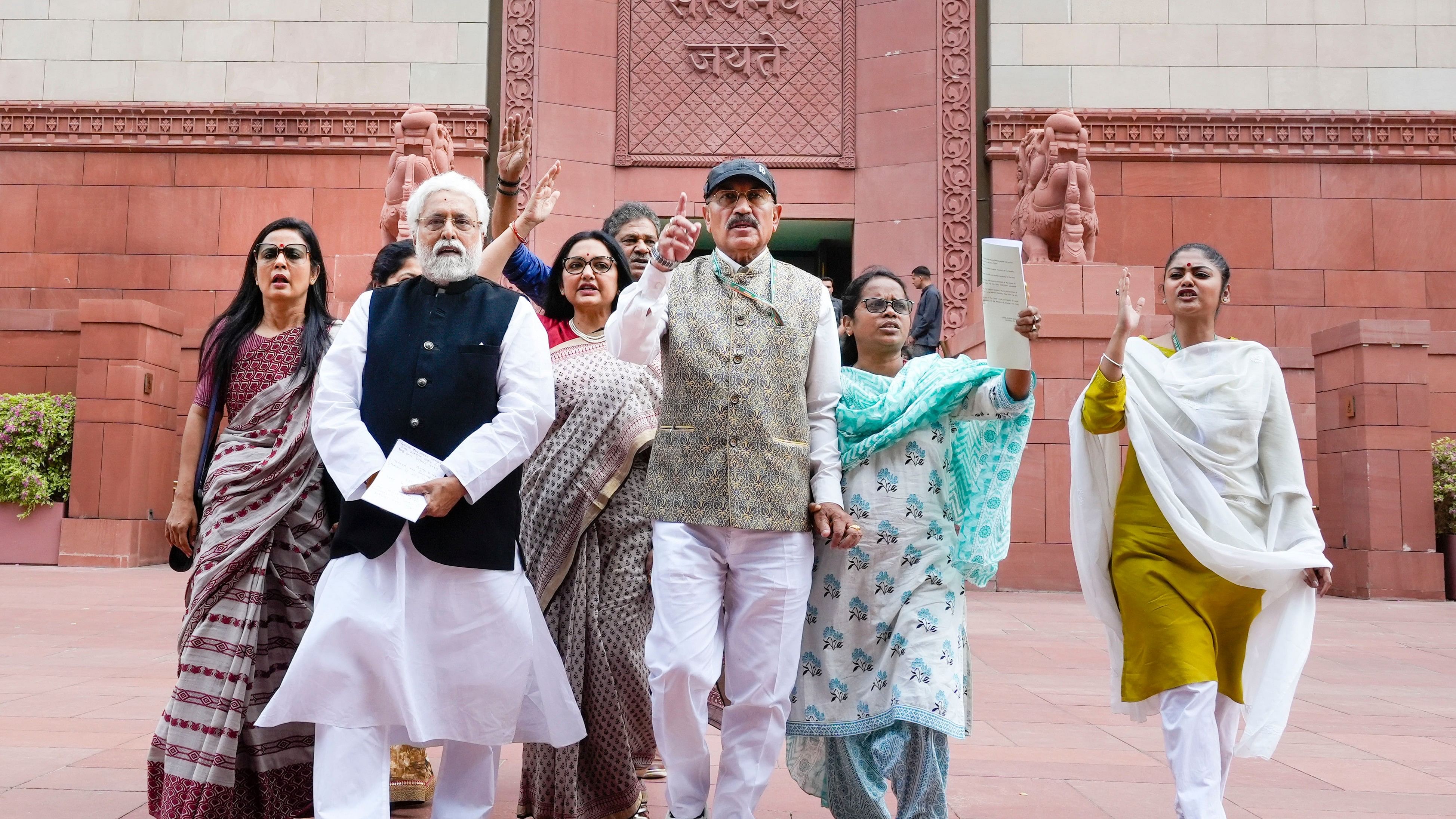 <div class="paragraphs"><p> TMC MPs stage a protest over GST on medical/health insurance premium during the Monsoon session of Parliament, in New Delhi, Friday, Aug. 2, 2024. </p></div>