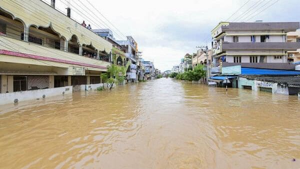 <div class="paragraphs"><p>A flood-affected area is seen, in Vijayawada. </p></div>