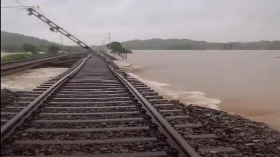 <div class="paragraphs"><p>Washed away railway tracks after heavy rains, in Mahbubabad district.</p></div>