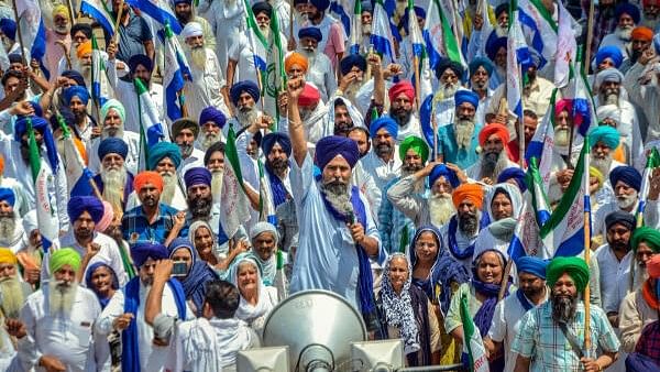 <div class="paragraphs"><p>File photo of farmers staging a protest march against BJP in Amritsar, on April 18, 2024. </p></div>